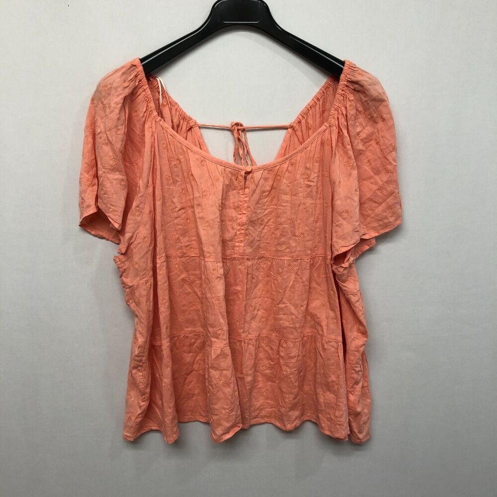 Old Navy Women Short Sleeve Embroidered Top Shirt Blouse Size 3X Coral B292 -29